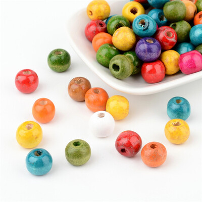 

PH PANDAHALL 100PCS Dyed Mixed Round Wood Beads