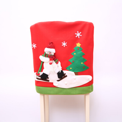 

Christmas Chair Cover Santa Claus Snowman Decorations For Home Chair Back Cover