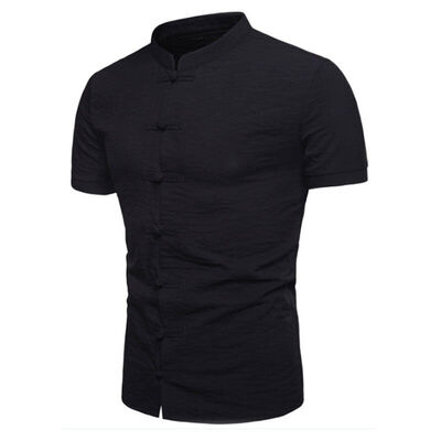 

SUNSIOM Mens Summer Chinese Style Shirt Short Sleeve Casual Shirt Cotton T-Shirts