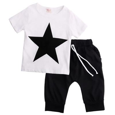 

Casual Toddler Kids Boy Star T-shirt Tops Harem Pants 2PCS Outfits Set Clothes