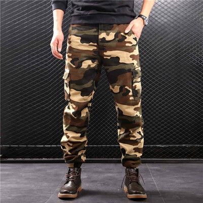 

SQSI 2019 spring&summer new camouflage guard pants Slim-legged elastic waist tie trousers 4951