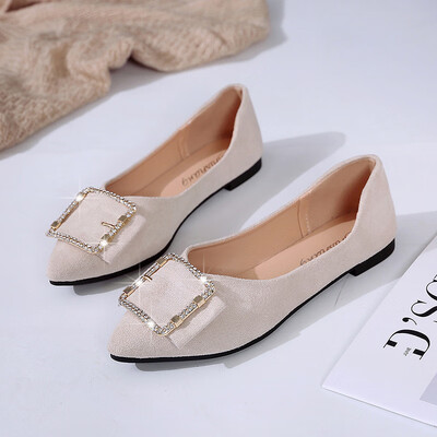 

2019 new shoes womens flat bottom soft metal square buckle comfortable work shoes work shoes womens shoes