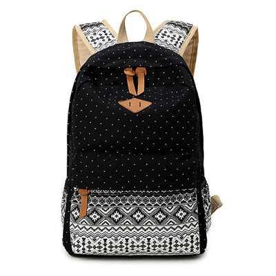 

2017 Vintage Girl Cute Dot Printing Canvas Women Backpack School Bags For Teenagers Mochila Feminina Casual Bag School Backpack