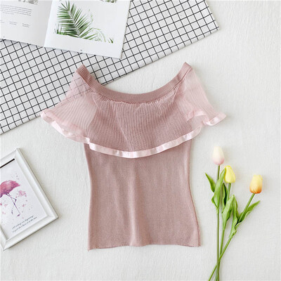

Women Fashion Concise Casual All-match Solid Color Slim Fit Sexy Mesh Comisole