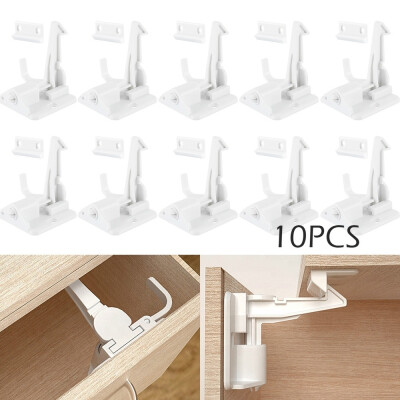 

10PCS Baby Safety Cabinet Lock Anti-clamp Hand Invisible Drawer Lock Closet Locks with Back Up Strong Adhesives