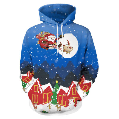 

Christmas Santa&Gift Print Drawstring Hoodie