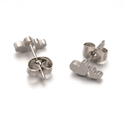 

Heart 304 Stainless Steel Stud Earrings Stainless Steel Color 9x4x2mm Pin 08mm
