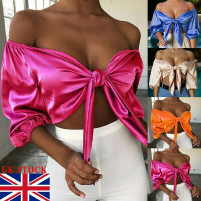 

UK Women Off Shoulder Casual Bralet Bra Tank Top Blouse T-Shirt Cami Tops Summer