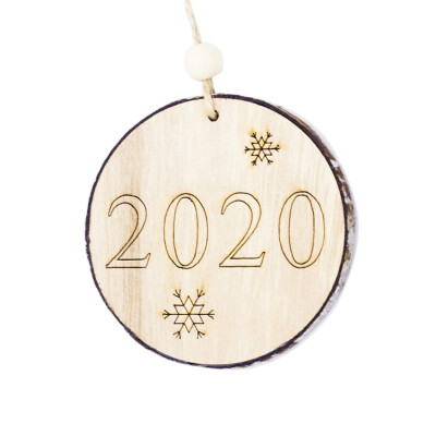 

New Hot Christmas Tree Pendant Bark Pentagram Carving Letters Snowflake Carved Wooden Round Pendant Indoor Holiday Decoration