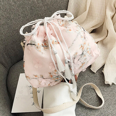 

Tailored Fashion Ladies Antique Lace Drawstring Bucket Shoulder Bag Messenger Bag