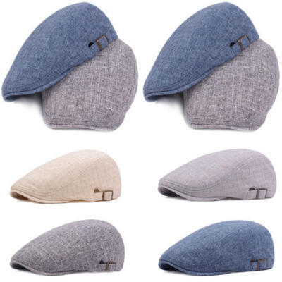 

Vintage Mens Linen Cotton Newsboy Gatsby Ivy Cap Casual Beret Golf Driving Hat