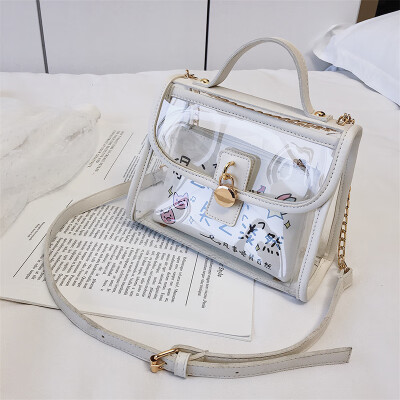 

New small bag handbags new 2019 fashion wild Korean version of the shoulder slung portable transparent chain son package