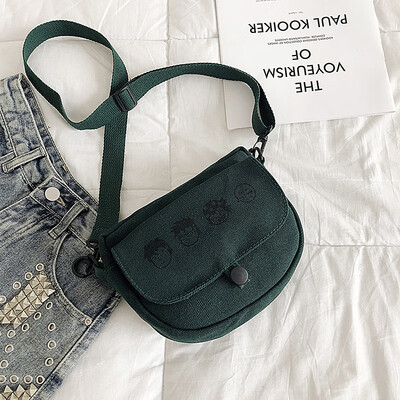 

Fashion personality printing Messenger bag 2019 new casual simple wild shoulder bag female cartoon cute canvas bag