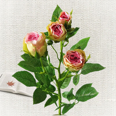 

Colorful 4 Head Artificial Silk Flower Rose Simulation Wedding Home Hotel Decor
