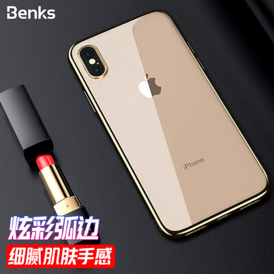 

Benks Apple iPhoneXs Max Mobile Phone Case Cover All-inclusive Drop Arc Transparent Phone Case Slim Plating TPU Silicone Soft Shell Gold