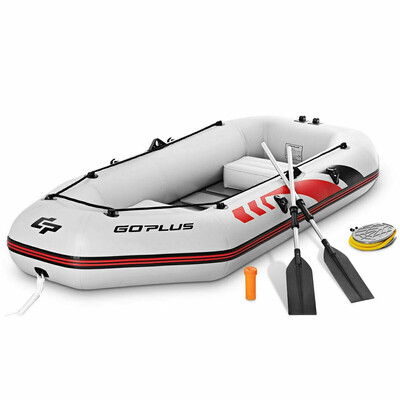 

2-3 Person Inflatable Air Pump Fishing Boat With Oars-Gray
