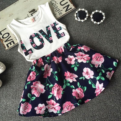 

Toddler Kids Baby Girls Clothes T-shirt TopsTutu Skirt Dress 2pcs Outfits Set