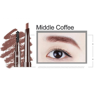 

Headed Eyebrow Pencil with Eyebrow Brush Triangle Pen Head Automatic Rotation Waterproof And Sweat-proof 3D Makeup Dark Coffee