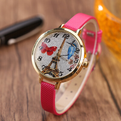 

Silver powder Paris Tower ladies fine watch with personality quartz