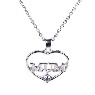 

Heart Crystal Rhinestone Pendant Necklaces MOM Pattern As A Gift For Mothers Day