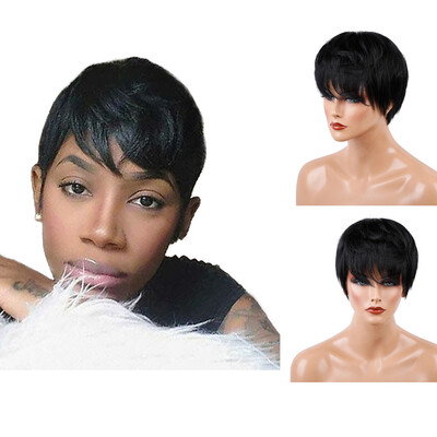 

〖Follure〗Fashion Side Parting Women Short Black Straight Hair Wigs Female Human Hair Wigs