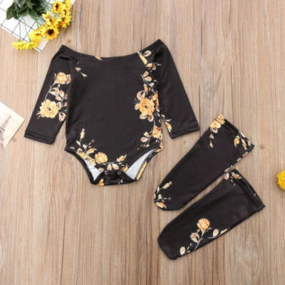 

Fashion Toddler Infant Baby Girl Off Shoulder Floral Romper Jumpsuit bodysuitLeg Warmers 3Pcs Outfit Set