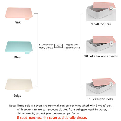 

Family Plastic Bra Underwear Socks Stackable Holder Cover Multifunctional Storage Box Container Lid