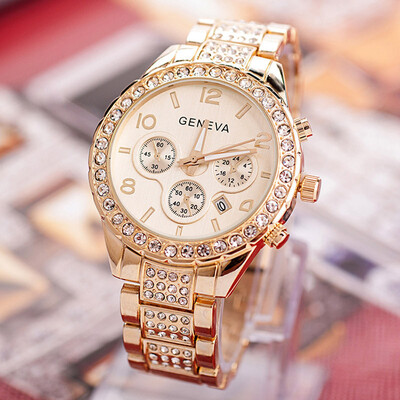 

Womens Watches Fashion Geneva Brand Roman Numeral Diamond Watch Atmosphere Luxury Montre Femme Acier Inoxydable Kol Saati