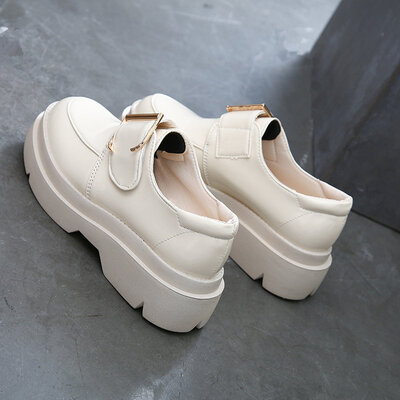 

English Wind Retro Thick sole Single Shoe High heel Spring Muffin Soft Girl Leather Shoe Student Shoe