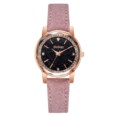 

High Quality Women Watches Starry Sky Irregular Dial Ladies Quartz Wristwatch Rhinestone Leather Strap Clock Gift Montre Femme5