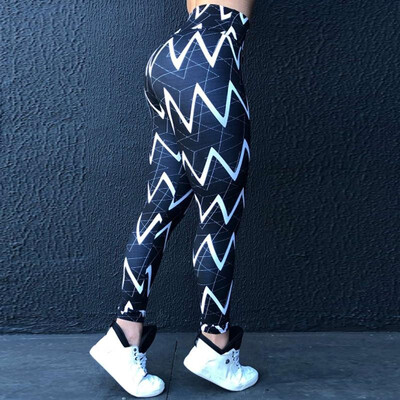 

Spot Europe&the United States wish cross-border for the explosion of geometric lines digital printing sexy hips nine pants pan