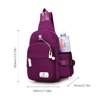 

Waterproof Nylon Sling Bag Crossbody Backpack Large Capacity Chest Shoulder Pack with Bottle Holder for Daily Travel Outdoor Hikin