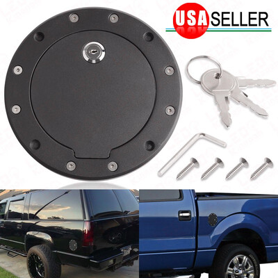 

Lock Key Black Bolt-On Gas Fuel Tank Door Cover Cap For Jeep Wrangler 97-06 TJ