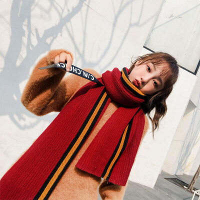 

Korean soft sister sweet knitted ribbon scarf autumn&winter wool thickening warm collar female students long scarf