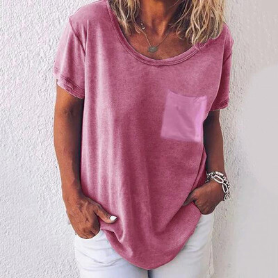 

Starmoon Women Casual Solid O-Neck Short Sleeve Comfortable Loose Top T-Shirt Blouse