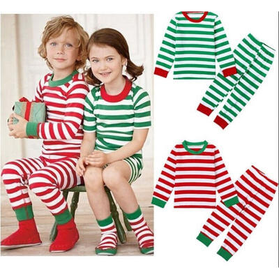 

FASHION Christmas Toddler Kids Baby Girl Boy Striped Pajamas Sleepwear Nightwear Clothes