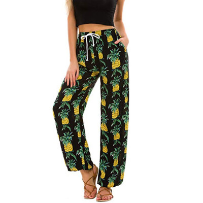 

Starmoon Womens Mid-Waist Casual Floral Print Boho Yoga Pants Harem Pants Jogger Pants