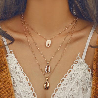 

New Fashion Gold Color Shell Pendant Necklace for Women Chain Choker Necklace Statement Collar Bohemia Collier 2019