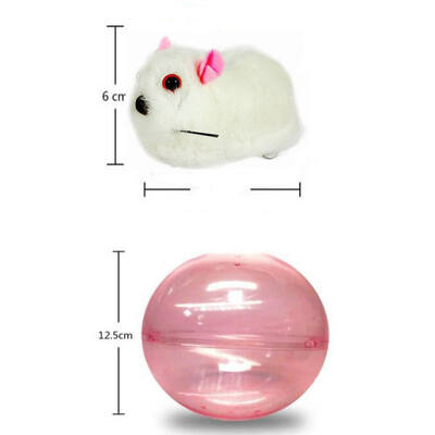 

Pet Electric Toy Cat Electric Toys Plush Hamster in Plastic Transparent Ball Pet Products WhiteYellowLight RedGrey