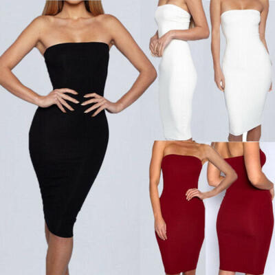 

Elegant Womens Boob Tube Top Off Shoulder Dress Ladies Bodycon Maxi Dress