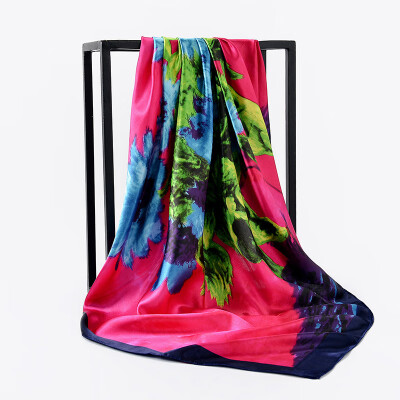 

Silk scarves spring&summer oil painting satin square air conditioning sunscreen shawl Taobao AliExpress hot sale wholesale