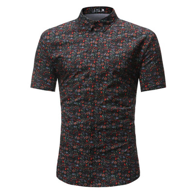 

Summer New Men\s Casual Short-Sleeved Floret Shirts