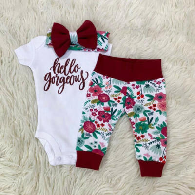 

AU Newborn Baby Girls Floral Clothes Jumpsuit Romper Bodysuit Pants Outfits Sets