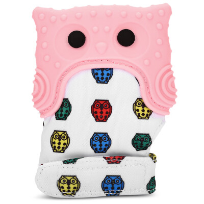 

Owl Print Teething Mitten Baby Self-soothing Silicone Glove Teether