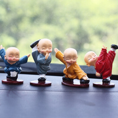 

1 set cute Kung Fu Little Monk dolls Car Interior Display Decoration Cartoon Monk Decorative Dolls car Accessories Ornaments