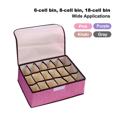 

Organizer Box 6818 Cell Bin Cotton Linen Underwear Box Saving Space Foldable Washable Multipurpose Receiving Box for Home Use