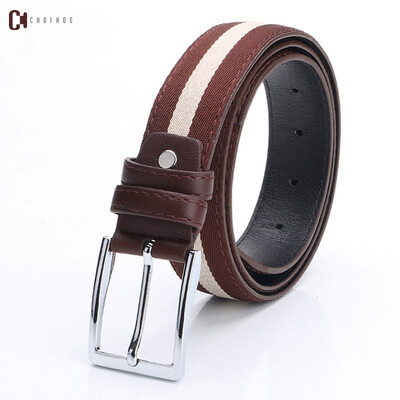 

Belt men canvas new Korean version of the pin buckle contrast color striped belt casual wild decorative mens belt
