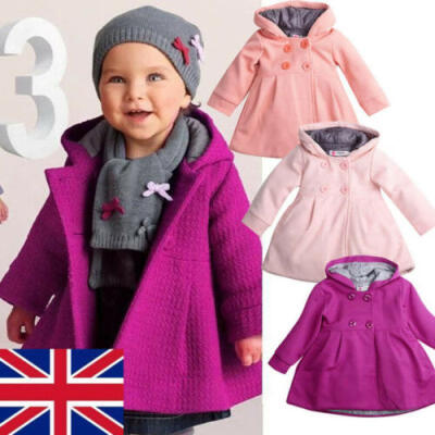 

Baby Girls Fall Winter Trench Coat Warm Hooded Jacket Kids Outerwear Clothes