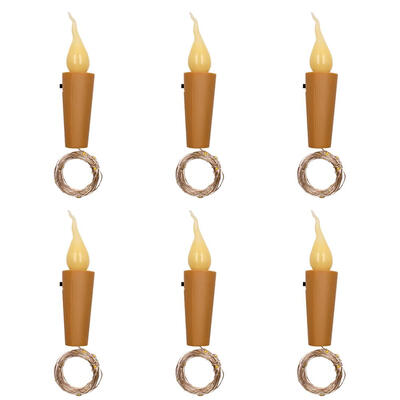 

6pcs 20LED Candle Cork Fairy String Lights Flameless Tealight Party Decor
