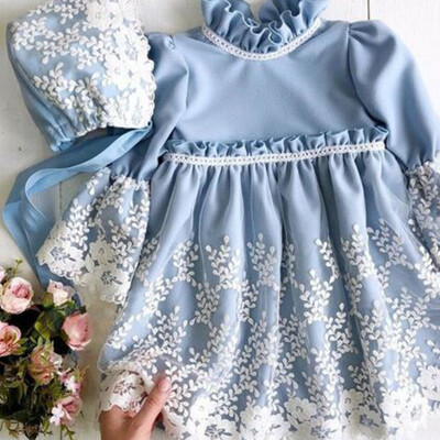 

Princess Kids Baby Toddler Girls Clothes Lace Dress Long Sleeve Party Wedding Pageant DressHat